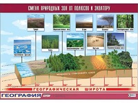 Таблица демонстрационная "Смена природных зон от полюсов к экватору" (винил 100*140) - fgospostavki.ru - Полевской