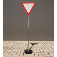 Знак дорожный "Уступите дорогу" 2.4 типоразмер 40 на стойке с основанием 3кг - fgospostavki.ru - Полевской