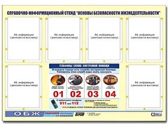 Стенд информационный "Основы безопасности жизнедеятельности" (80*110, 6 карманов) - fgospostavki.ru - Полевской