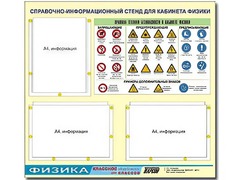 Стенд информационный "Правила техники безопасности в кабинете физики" (75*70, 3 кармана) - fgospostavki.ru - Полевской