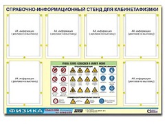 Стенд информационный "Правила техники безопасности в кабинете физики" (80х110, 6 карманов) - fgospostavki.ru - Полевской