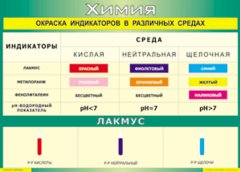 Таблица "Окраска индикаторов в различных средах" (100х140 сантиметров, винил) - fgospostavki.ru - Полевской