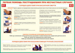 Таблица "Порядок действий при внезапной смерти" (100х140 сантиметров, винил) - fgospostavki.ru - Полевской
