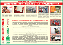 Таблица "Действия при пожаре на предприятии" (100х140 сантиметров, винил) - fgospostavki.ru - Полевской