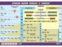 Таблица демонстрационная "Сравнение понятий изомер и гомолог" (винил 70x100) - fgospostavki.ru - Полевской
