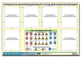 Стенд информационный "Правила техники безопасности в кабинете физики" (80х110, 6 карманов) - fgospostavki.ru - Полевской