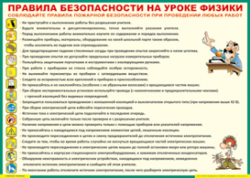 Таблица "Правила безопасности на уроке физики" (100х140 сантиметров, винил) - fgospostavki.ru - Полевской